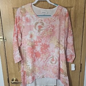 Serengeti Floral Blouse in Pink and Tan